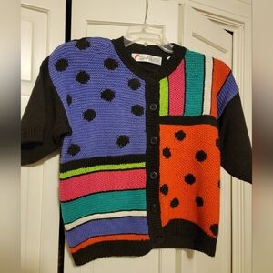 Chaus Women's Colorful Polka Dot Cardigan Size Large EUC